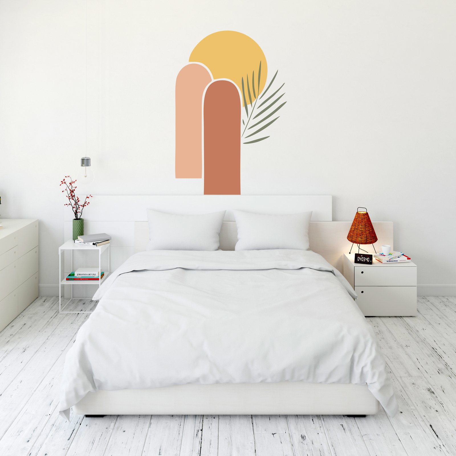 Palm leaf and arches art abstract Wall decal Just peel and Stick decorative masterpiece for home decor